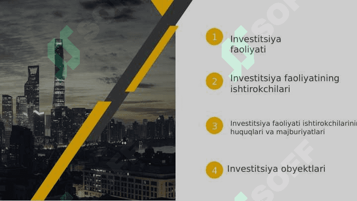 Investitsiya faoliyatining ishtirokchilari. subyektlari va obyektlari 2