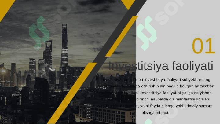 Investitsiya faoliyatining ishtirokchilari. subyektlari va obyektlari 3