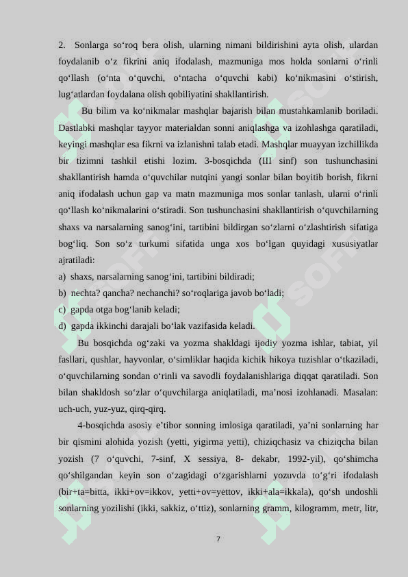 BOSHLANG'ICH SINF ONA TILI VA O‘QISH SAVODXONLIGI DARSLARIDA SON SO'Z TURKUMI USTIDA ISHLASHDA TA'LIMIY VOSITALAR 7