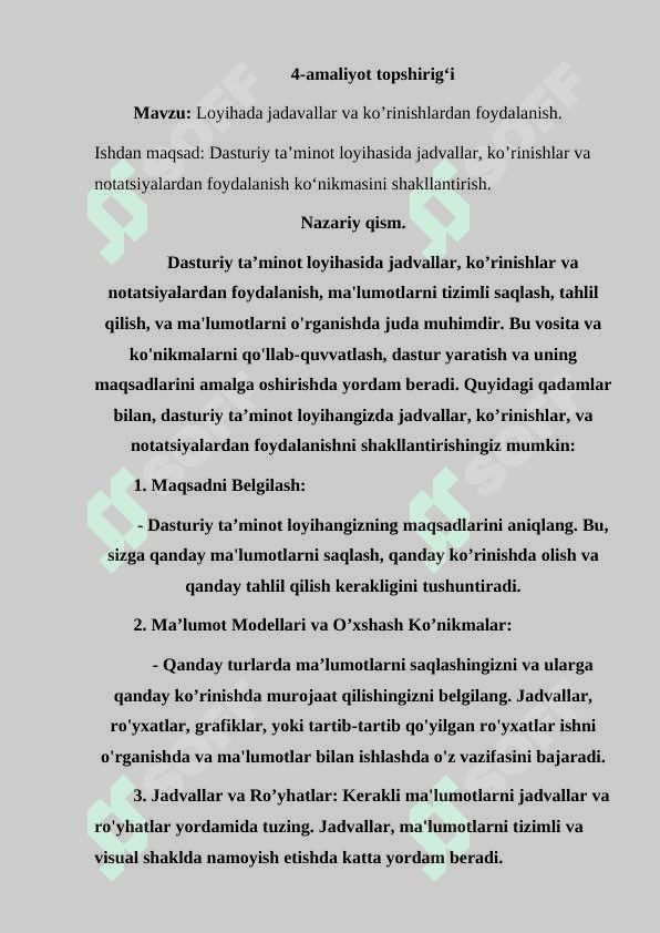 Dasturiy taminot tizimini loyihalash 2