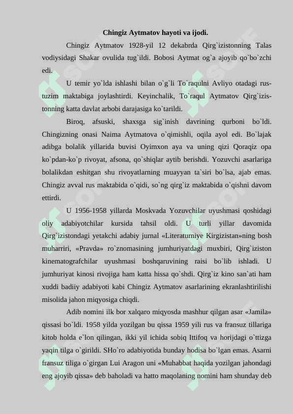 Chingiz Aytmatov asarlarida sinonimlarning ishlatilishi. 4