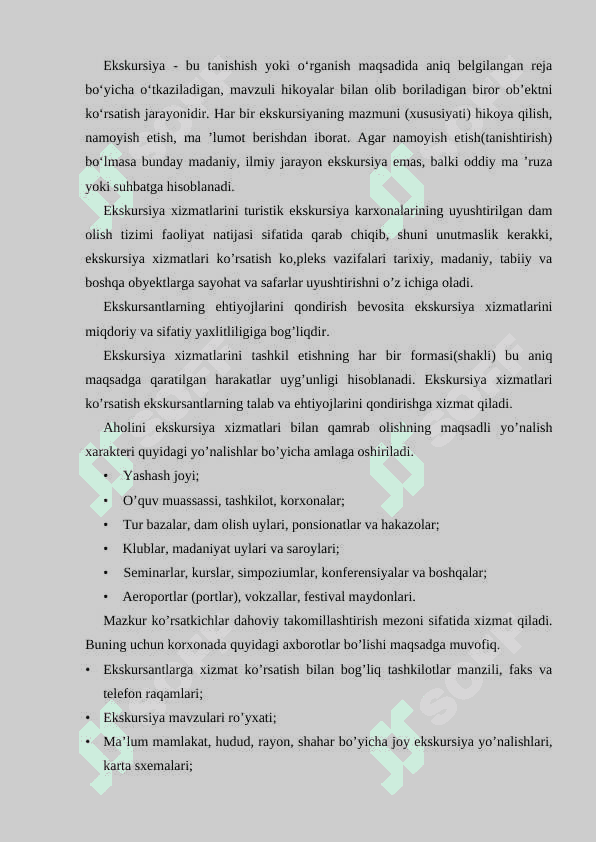Ekskursion ximat turlari va ularni tashkil qilish. 5