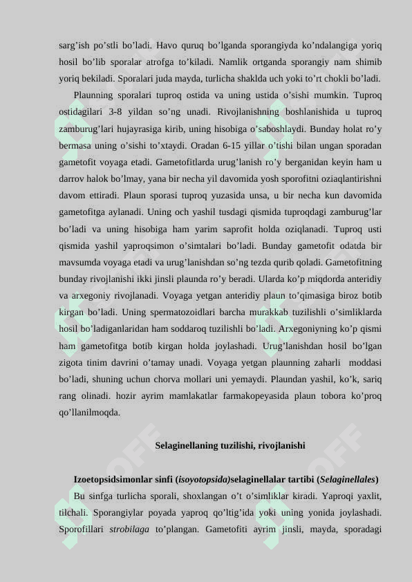 PLAUNLAR (LYCOPODIOPHYTA) BO`LIMI 4