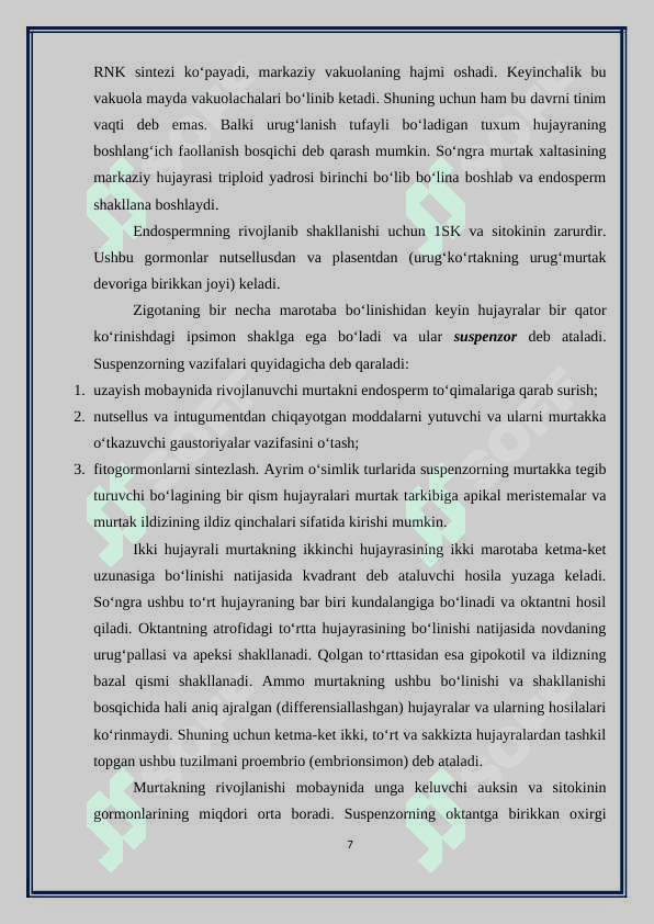 O’simliklar ontogenezining fiziologik tavsifi 7