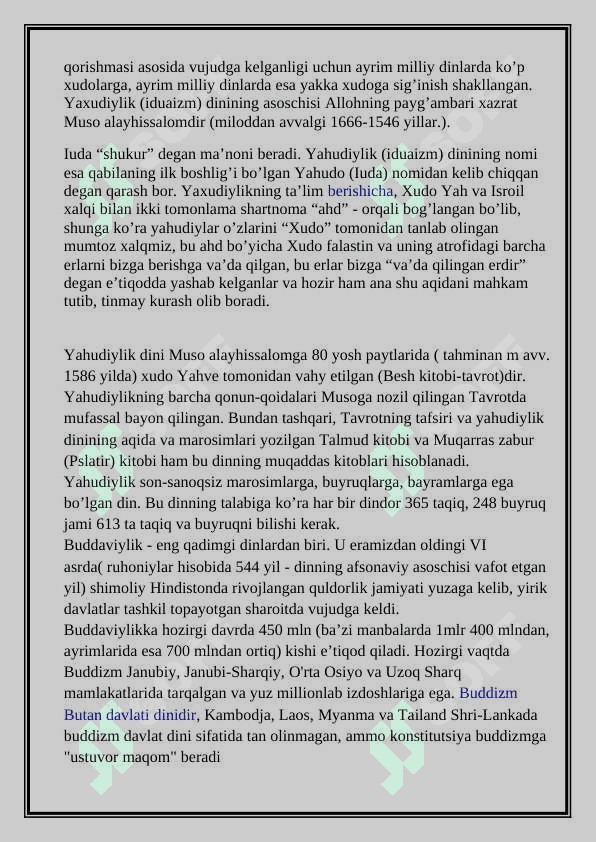 Din, dinshunoslik, din falsafasi, teologiya, teosofiya, xudojoʻylik, diniy eʼtiqod, aqida, ilohiyot tushunchalarining mohiyati. 3