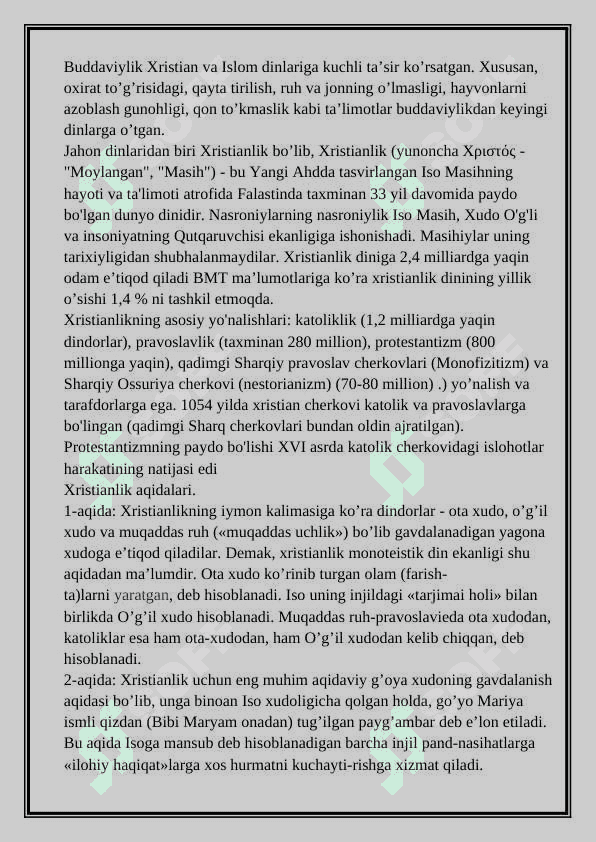 Din, dinshunoslik, din falsafasi, teologiya, teosofiya, xudojoʻylik, diniy eʼtiqod, aqida, ilohiyot tushunchalarining mohiyati. 4