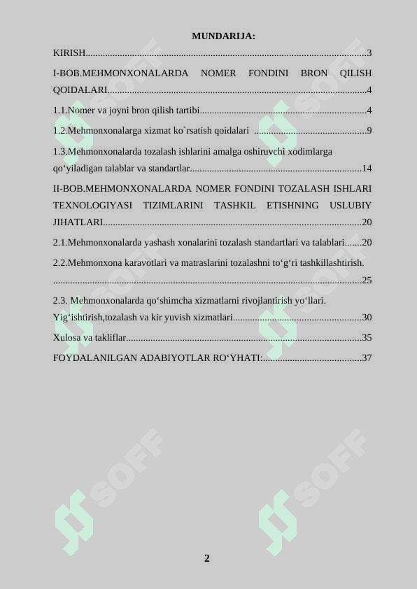 Mehmonxonalar nomer fondini bronlashtirishning o`ziga xos-xususiyatlari. 2