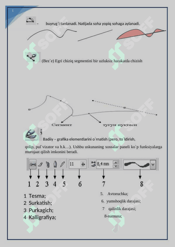 Corel Draw dasturining uskunalar paneli va uning vazifalari kurs ishi 8
