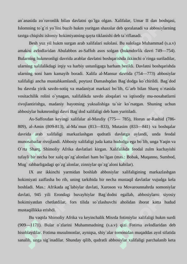 Ummaviylar va Abbosiylar davrida arab xalifaligi 4