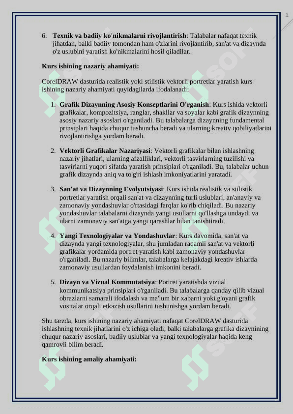 Corel DRAWda realistik yoki stilistik vektorli portretlar yaratish kurs ishi 4