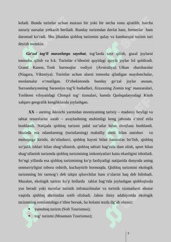 Mintaqada qishloq turizmini rivojlantirish imkoniyatlari 7