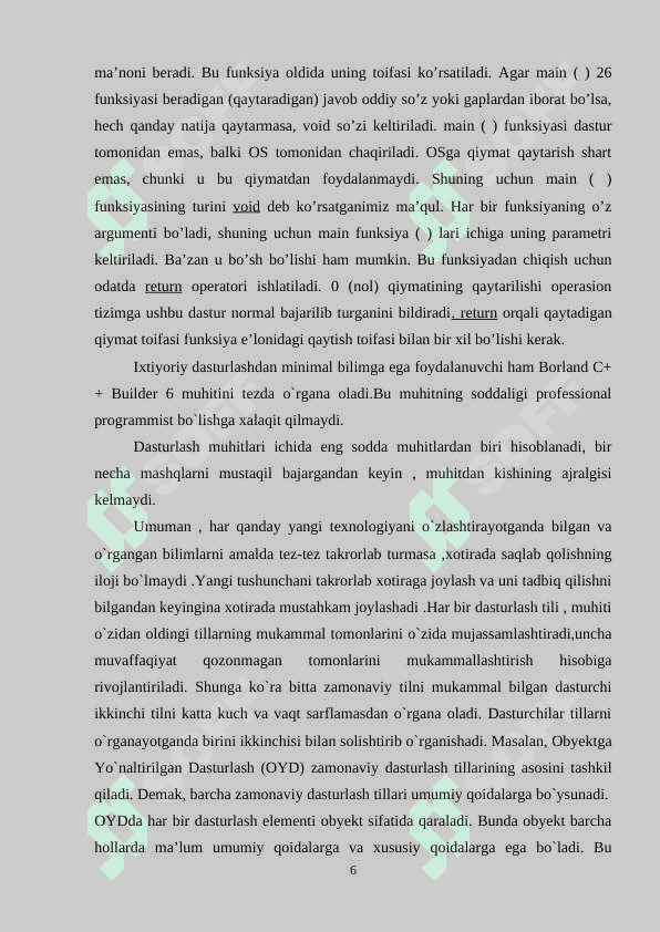 “Algaritmik tillar va dasturlash” fanidan “C++ BUILDER muhitida Win32 komponentalari bilan ishlash” mavzusida KURS ISHI 6