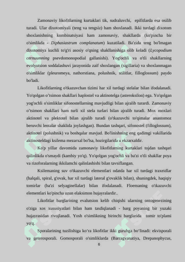 Plauntoifa – lycopodiophyta bo‘limi 6