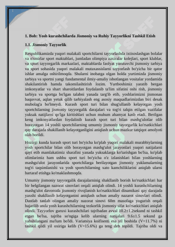 Yosh Kurashchilar tayyorgarligining har tomonlama tashkil etish va rejalashtirish kurs ishi 6