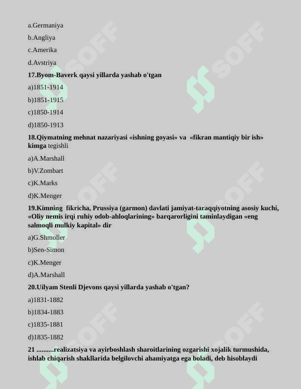 Tarix fanidan 25 talik test (javoblari bilan) 4