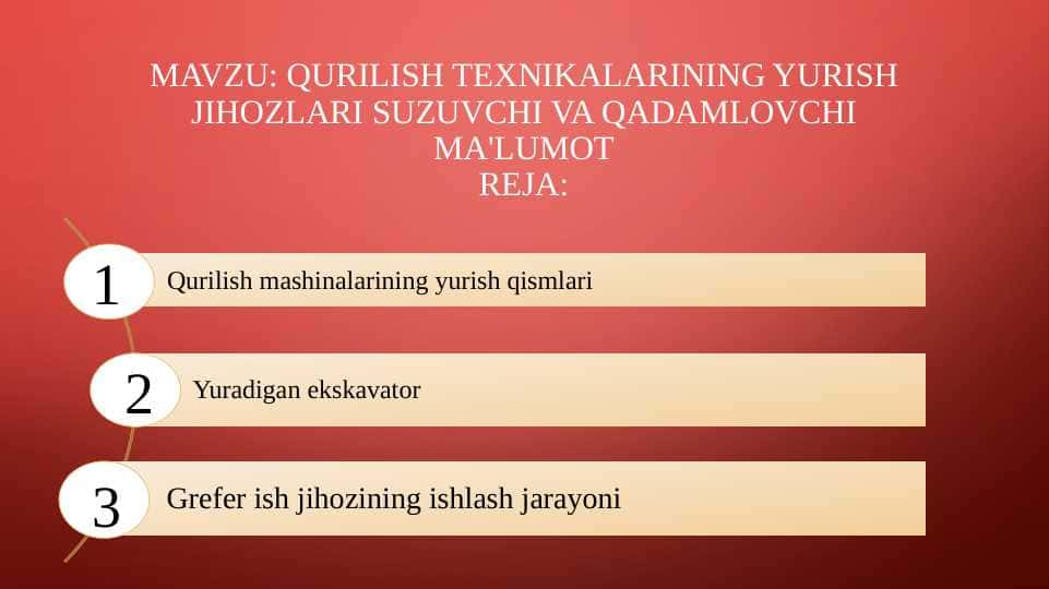 Qurilish texnikalarining yurish jihozlari suzuvchi va qadamlovchi ma'lumot