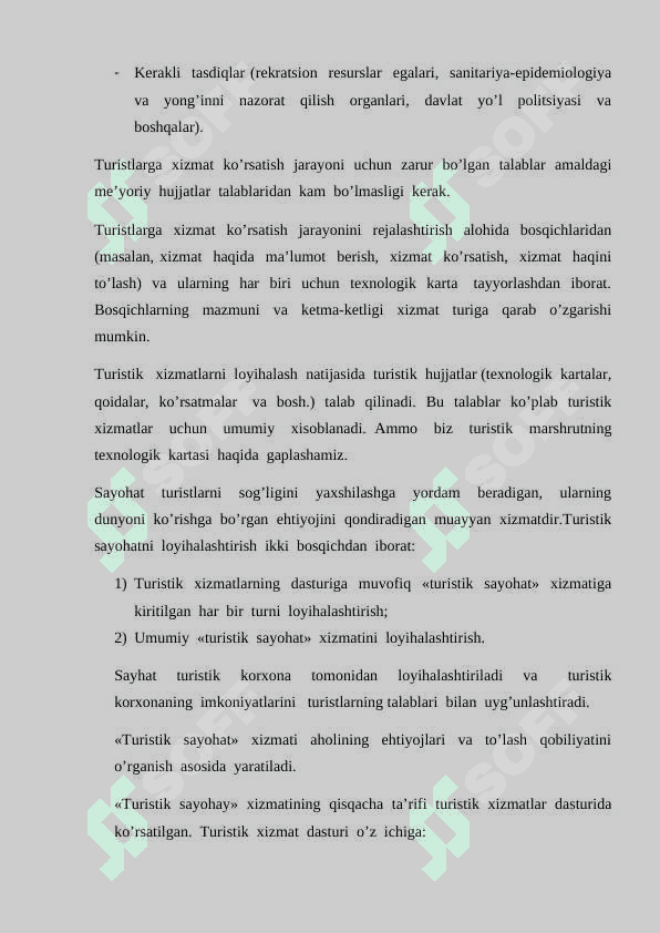 Turistik sayohatning yo’llanmasi va texnologik kartasini tuzish 7