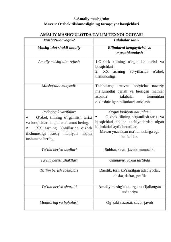 O‘zbek tilshunosligining taraqqiyot bosqichlari