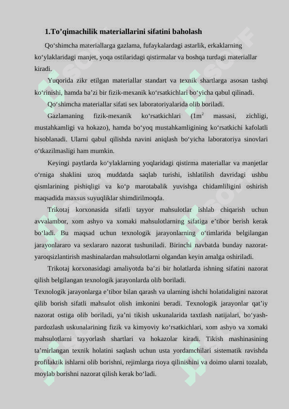 To’qimachilik materiallarini sifatini baholash usullarini o’rganish 2