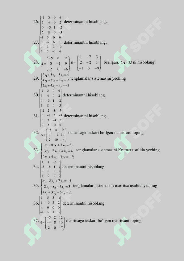 1 kurs Algebra yakuniy savollar 2