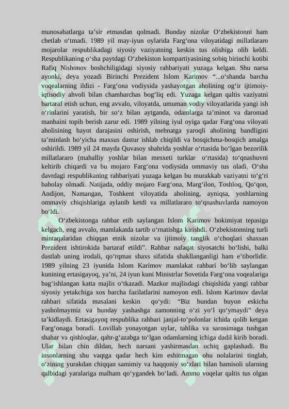 MUSTAQIL O‘ZBEKISTON RESPUBLIKASI TASHKIL TOPISHINING TARIXIY AHAMIYATI. O‘ZBEKISTONNING O‘ZIGA XOS ISTIQLOL VA TARAQQIYOT YO‘LI. 2