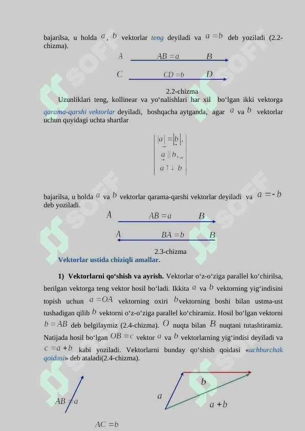 Vektorlar nazariyasi elementar matematika 2