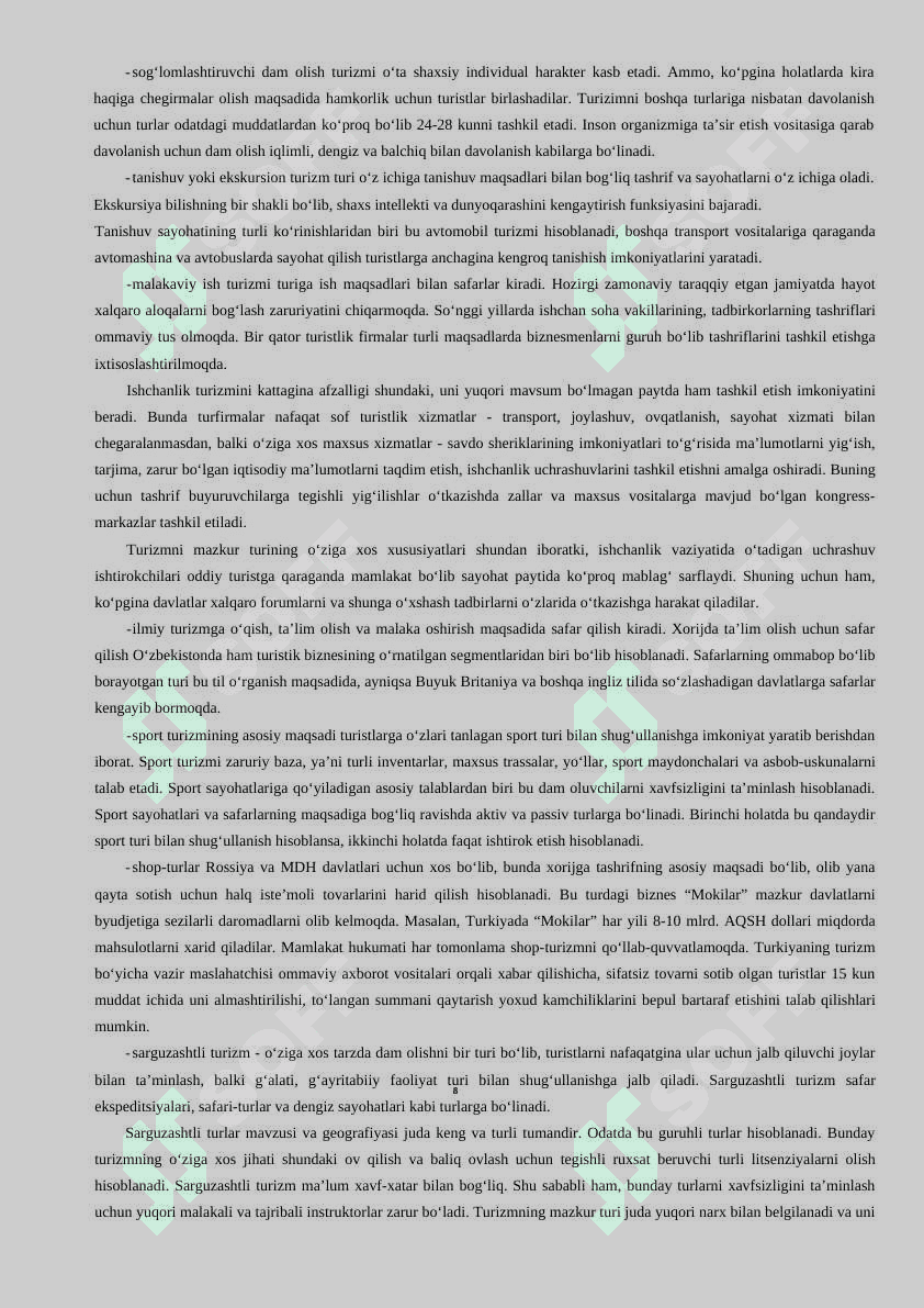 TURIZM SOHASINI RIVOJLANTIRISHNING MINTAQAVIY XUSUSIYATLARI (XORAZM VILOYATI MISOLIDA 8