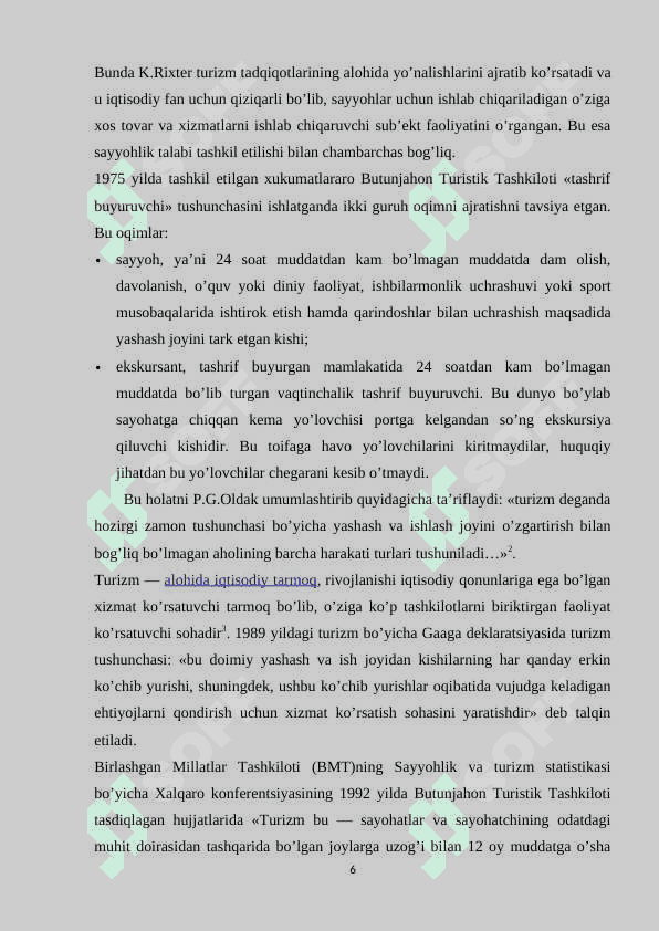 Turizmning shakllanish va rivojlantirishning nazariy va amaliy asoslari 6
