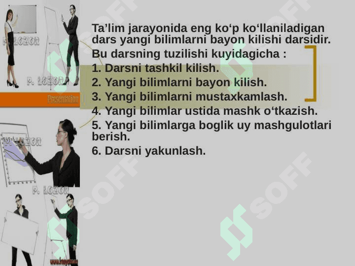 ZAMONAVIY DARS TURLARI 8