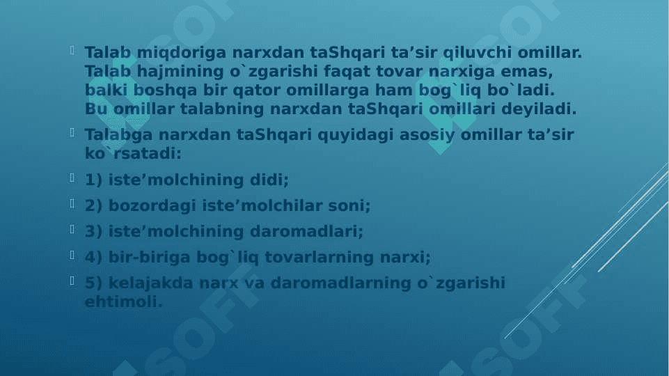 TALAB VA TAKLIF NAZARIYASI.   BОZОR MUVОZANANTI 4