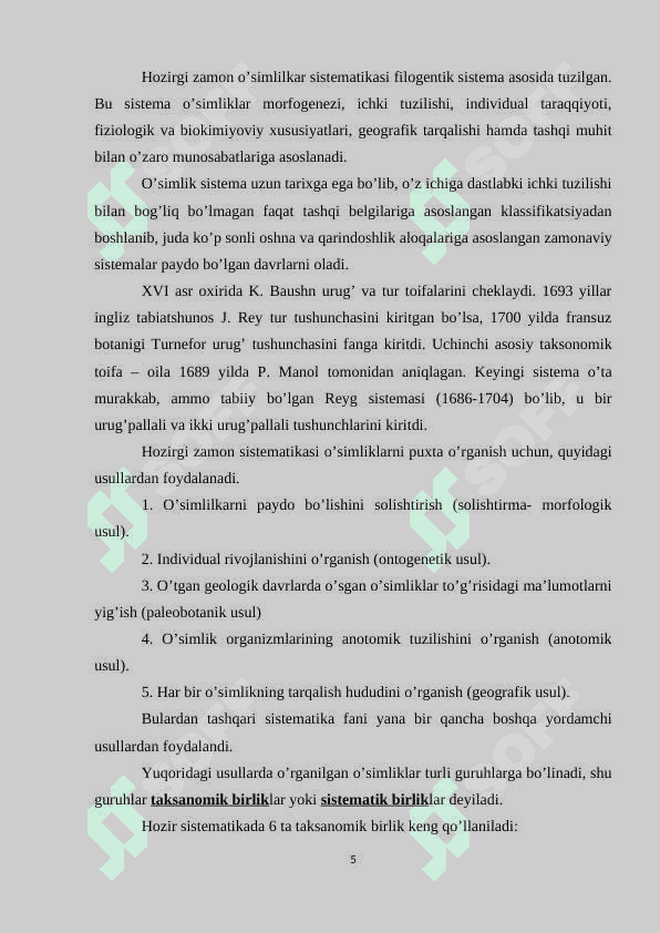 O’simliklarni hayotiy shakllari 5