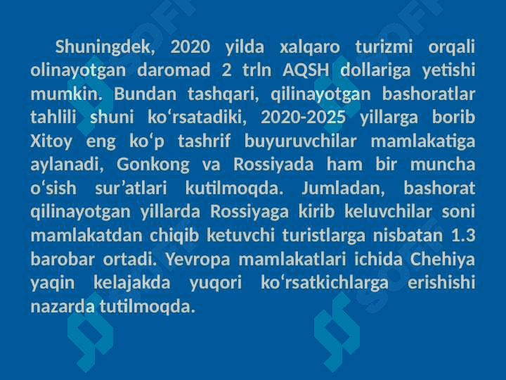 XALQARO TURIZM VA O‘ZBEKISTONDA TURIZMNI RIVOJLANTIRISHNING BA’ZI MASALALARI 5