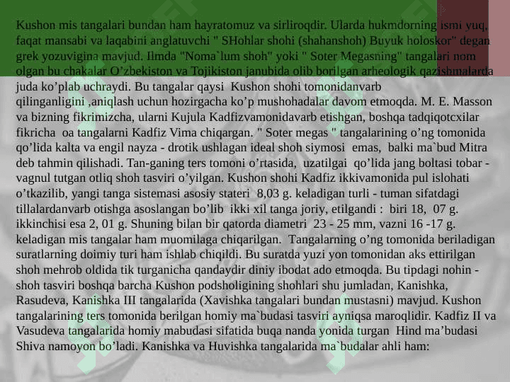 QADIMGI DAVRDAN ARAB HALIFALIGI DAVRIGACHA O'ZBEKISTON TANGALARI 8