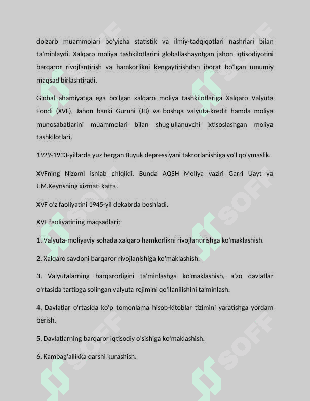 XALQARO MOLIYA INSTITUTLARI, ULARNING MAQSADI VA FUNKSIYALARI 3