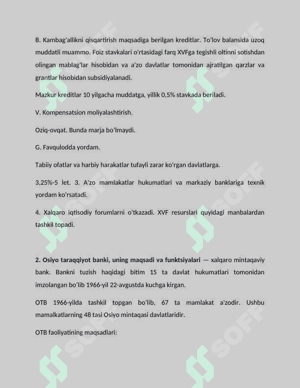 XALQARO MOLIYA INSTITUTLARI, ULARNING MAQSADI VA FUNKSIYALARI 5
