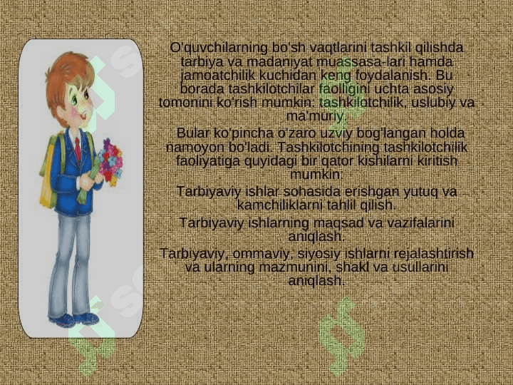 Sinfdan tashqari tarbiyaviy ishlar 5