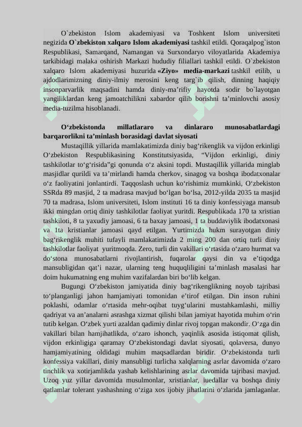 MUSTAQILLIK YILLARIDA O‘ZBEKISTONDAGI MA`NAVIY  VA MADANIY TARAQQIYOT. 4