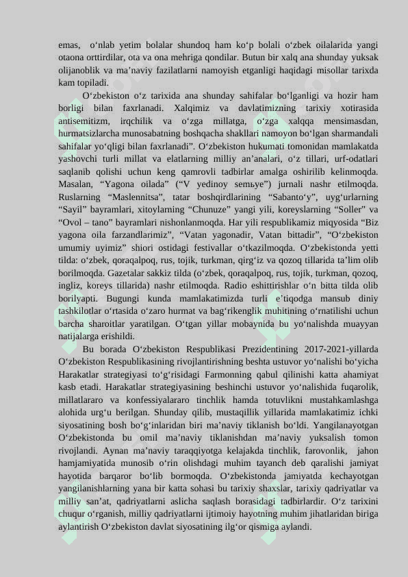 MUSTAQILLIK YILLARIDA O‘ZBEKISTONDAGI MA`NAVIY  VA MADANIY TARAQQIYOT. 7