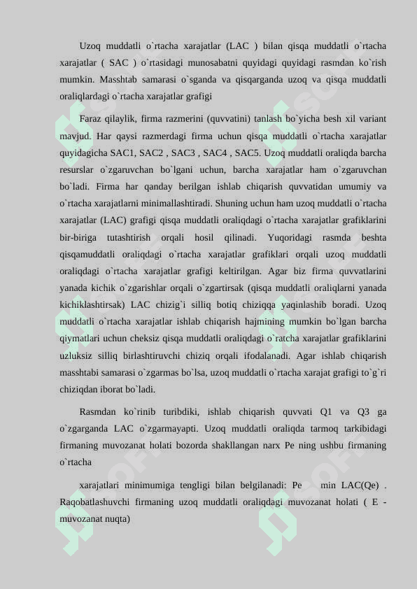ISHLAB CHIQARISH KO'LAMI VA UZOQ MUDDATLI ORALIQDA FIRMANING SAMARALI XAJMINI ANIQLASH 3