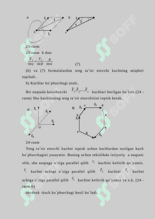 Kesishuvchi kuchlar sistemasining geometrik muvozanat shartiga oid masalalar. Teksilikda ixtiyoriy joylashgan kuchlar sistemasining muvozanatiga oid masalalar. 3