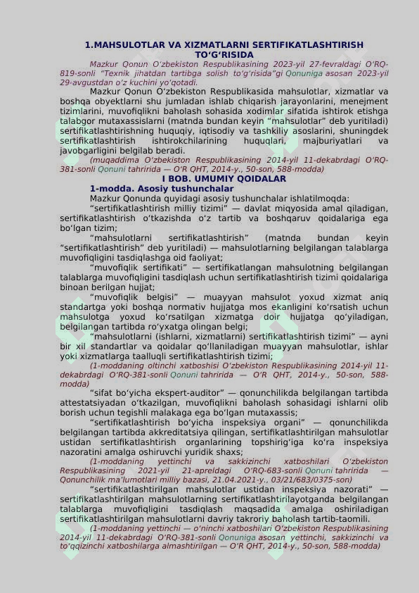 MAHSULOT XIZMAT SERTIFIKATSIYASINI TASHKIL ETISH 2