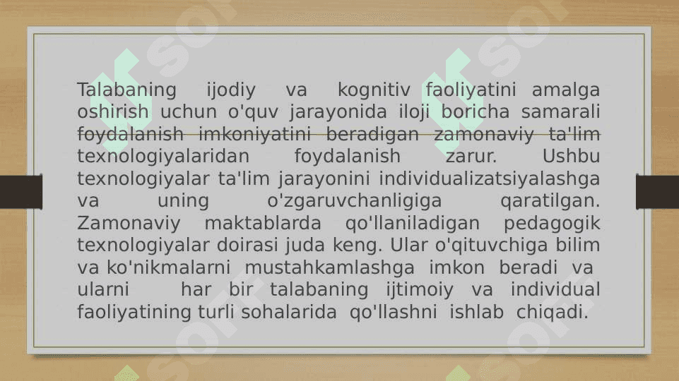 Zamonaviy ta`lim texnologiyalari yordamida o`qitish va o`qish. 2