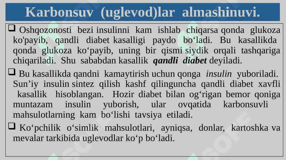 Oqsillar, yog‘lar va  karbonsuvlar almashinuvi 7