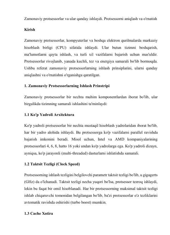 Zamonaviy protsessorlar va ular qanday ishlaydi. Protsessorni aniqlash va o'rnatish