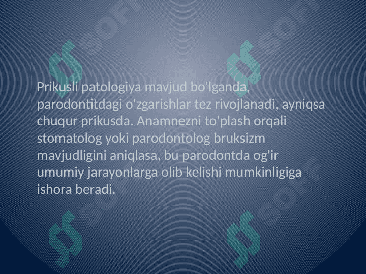 Parodont kasalliklari klinik tekshirish usullari (sub'ektiv, ob'ektiv tekshirish usullari, PMA, KPI, PI ko'rsatkichlari). Parodont kasalliklarining funksional tekshirish usullari. (Kulajenko, reoparodontografiya). 4