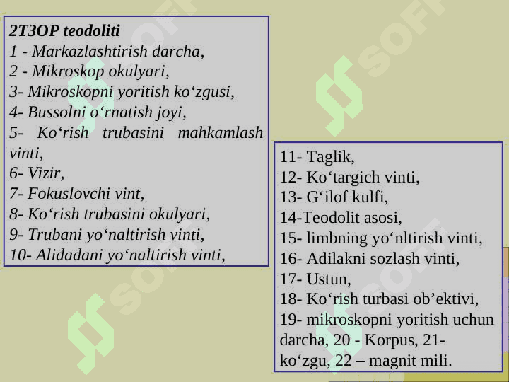 TEODOLITLАRNING TUZILISHI VА TEKSHIRISH SHАRTLАRI 8