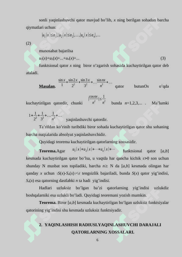 Darajali qatorlar. Abel teoremasi 6