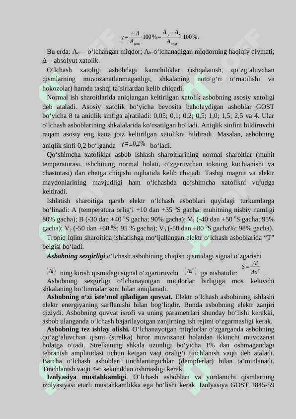Elektr o‘lchovlar haqida tushuncha, o’lchashdagi xatoliklar 2