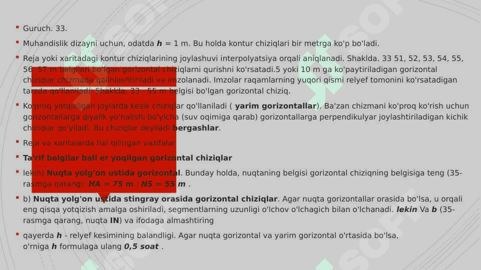 Yer relyefi, uni plan va karitalarda tasvirlash 6