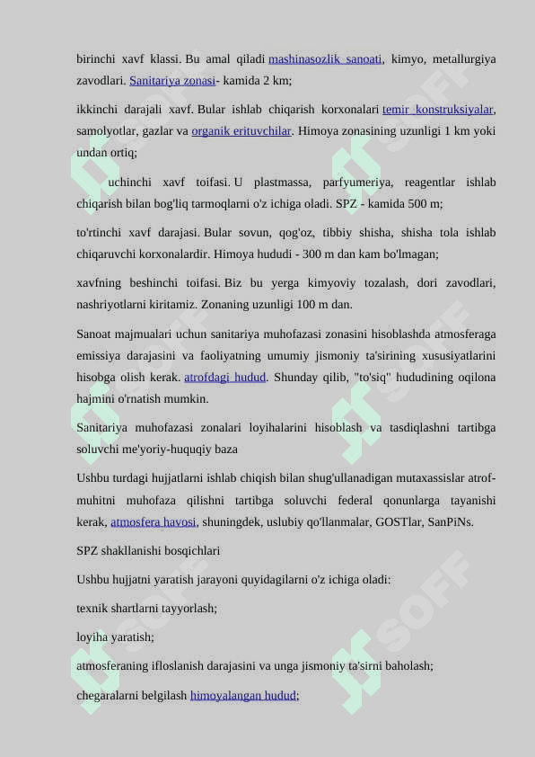 KORXONALARNI SANITARIYA JIHATDAN SINFLANISHI.SANITAR HIMOYA ZONASI HAQIDA TUSHUNCHA. 3